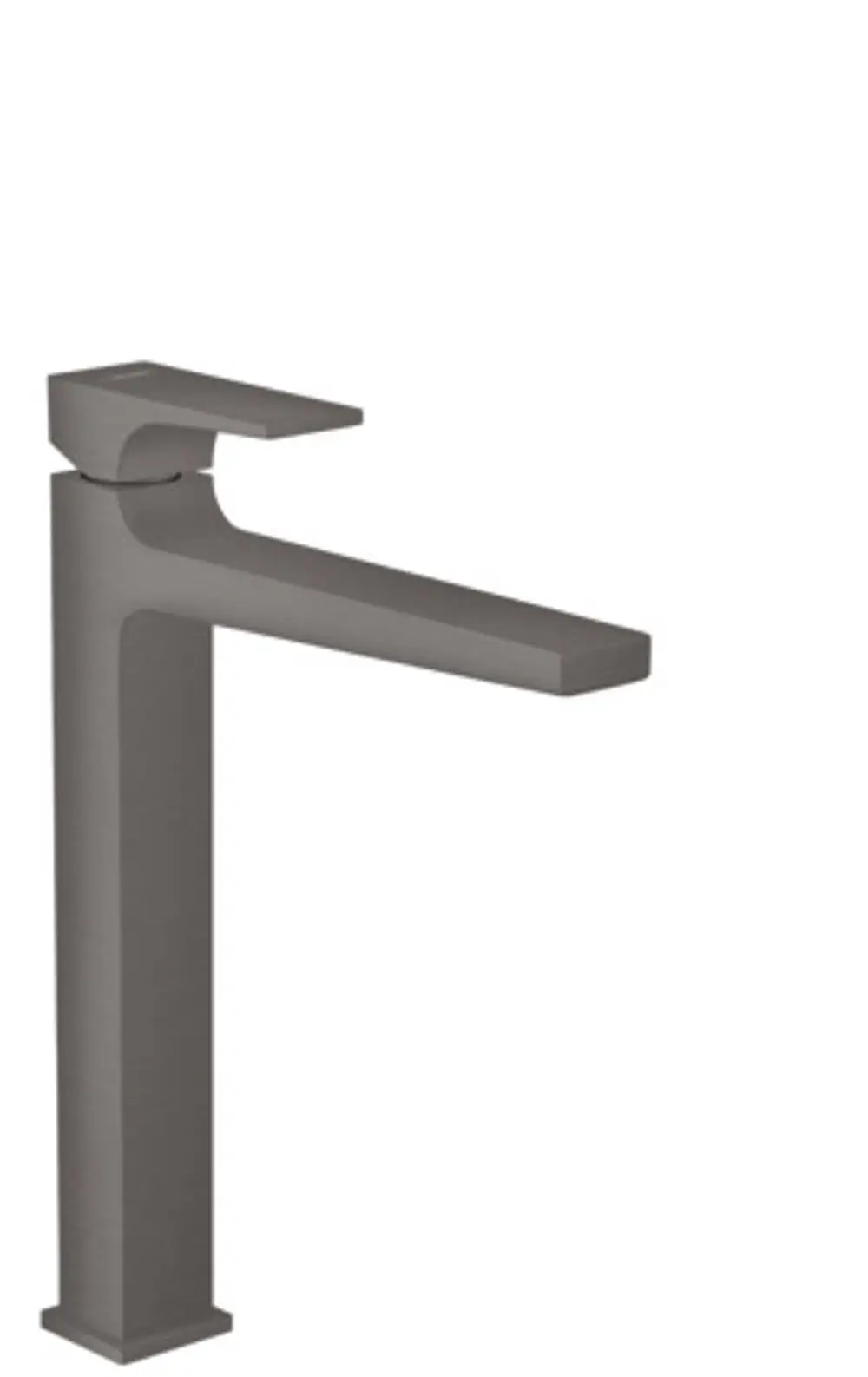 Einhebel-Waschtischmischer von Hansgrohe in Brushed Black Chrome mit geradem Auslauf und Hebelgriff, geeignet für Aufsatzwaschtische und ausgestattet mit Push-Open Ablaufgarnitur.